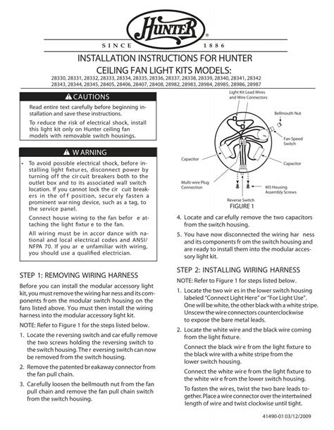 hunter ceiling fan installation manual